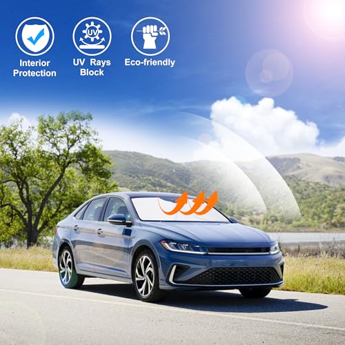 Image of Windshield Sun Shade Custom Fit for 2011-2018 Volkswagen VW Jetta Accessories Foldable Sunshade Sun Blocker Protect Car from Sun Rays & Heat Damage Keep Car Cooler