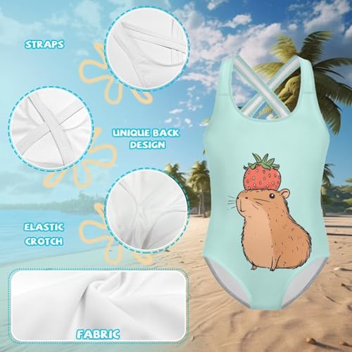 YEXIATODO Girls One Piece Swimsuits Kawaii Cute Bathing Suit for Kids Sleeveless Hawaiian Swimwear Swim Suit 5-14 Years4