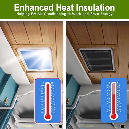Image of RV Skylight Cover, Magnetic Vent Cover for Roof16 (L) x 16 inch (W), RV Window Blackout with UV Protection and Foldable Magnet Design, Waterproof Fabric, Reflective