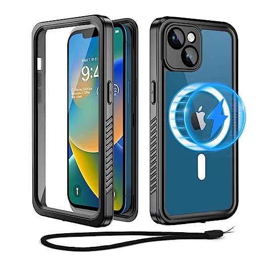 Beeasy Coque Étanche pour iPhone 13 Antichoc IP68 Waterproof- Compatible avec Magsafe, 360 Intégrale Militaire Protection, Incassable Renforcée Double Coque avec Protection Camera+Écran