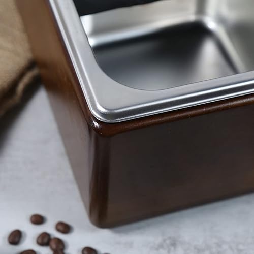 Miniatura 4 de C/M Estación de tampón de café expreso, soporte para filtro de café, caja de golpeo de expreso, base de madera, cubo de café, gran alternativa para