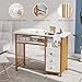 OmySalon Manicure Table w/Wooden Drawer Storage, Gold & White Marbling Nail Desk for Nail Technicians, Nail Station for Salon Spa Beauty Makeup, Acetone Resistant, 43.3'' L W/O Dust Collector