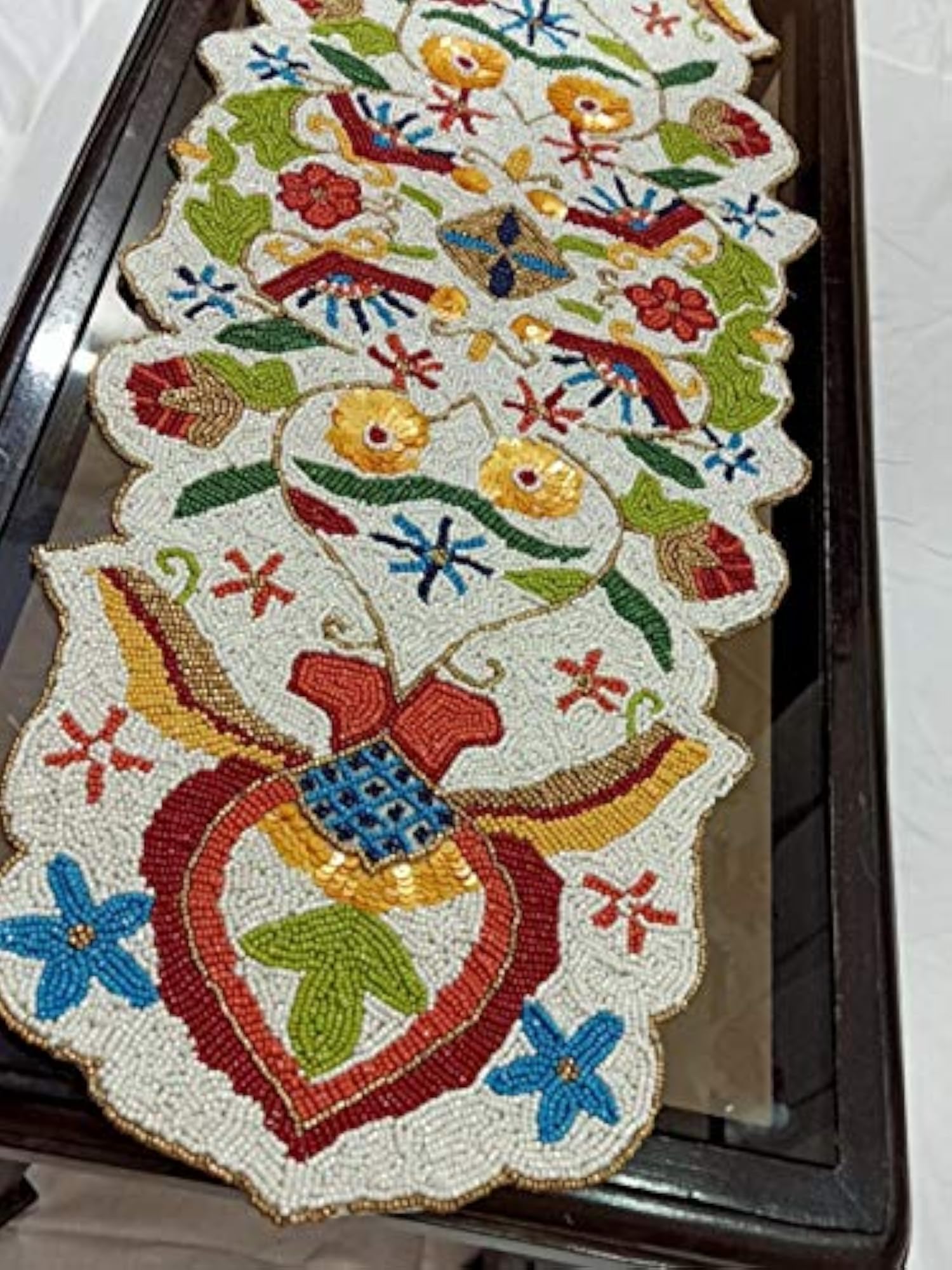 Handcrafted Beaded Table Runner for Center and Dining Table