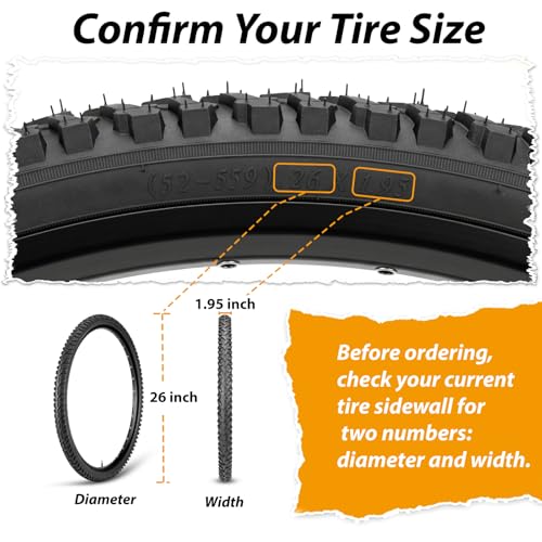 MOHEGIA 26x1.95 Mountain Tires Set with Tubes & Levers, 2 Pack - image 3