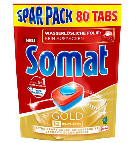 12 Gold: Sparpack mit 80 Spülmaschinen-Tabs mit höchster Reinigungskraft, 12 Vorteile wie Extra-Wirkung gegen Eingebranntes und