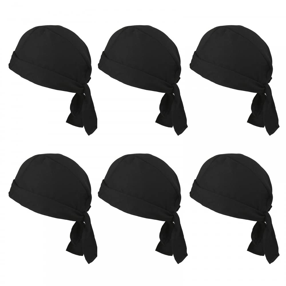 DONGKER DOO Rag Dew Rags, 6 Stück Durag-Kappe für Herren, DOO-Tuch für Herren, Atmungsaktiv Bandana Cap Laufmütze für Kopfumfang von 55-58 cm Männer und Frauen