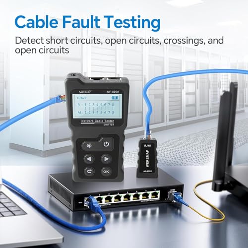 noyafa nf-8209 network cable tester ethernet cable wire tester with poe amp ncv for cat5cat6 wire tracer length test rj45 network tester kit for cable tracer telephone line finder home repair