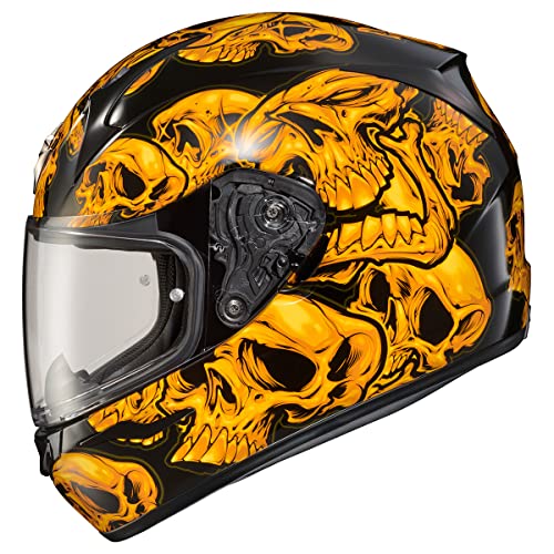 Scorpionexo R320 Full Face Motorcycle Helmet With Pinlock Ready Shield And Bluetooth Ready Speaker Pockets Dot Approved Skull-E (Orange - Large) #TOP1