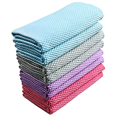 Fish Scale Streak Free Glass Microfiber Window Cleaning Cloth - 8 Pack Multi-Functional Reusable Lint Free Cloths, Absorbent Nanoscale Cleaning Cloth, Suitable for Home, Kitchen and Auto.