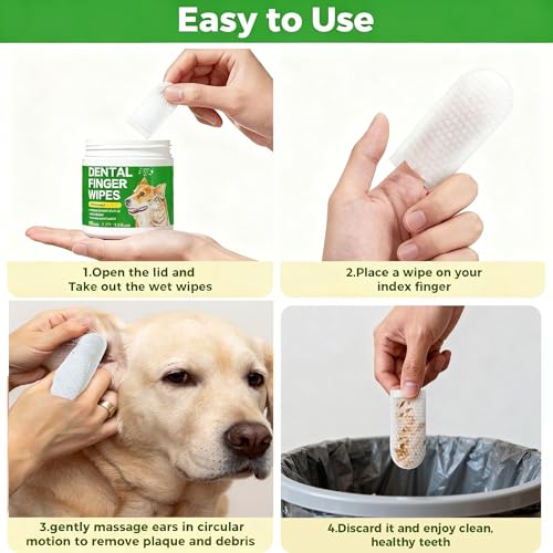 60 Pcs Dog Ear Cleaner Wipes, Ear Finger Wipes for Dogs & Cats, Dog Ear Wipes- Cleaning, Soothing, & Deodorizing Itchy Ears, Pet Health Supplies for Dog Small Animal Cat - Image 3