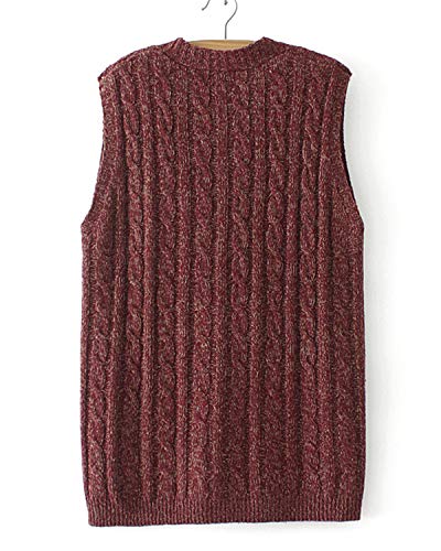 Aeneontrue Women's Sweater Vest Sleeveless Button Down Knitted Cardigan Outwear With Pockets Burgundy 3Xl #TOP1