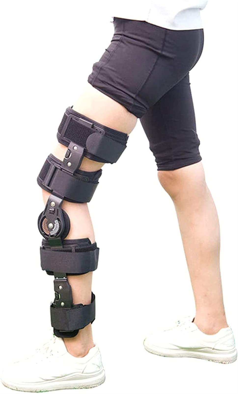 Tutore per Ginocchio con Cerniera, Ortesi Telescopica per Ginocchio, Tutore per Ginocchio Ortopedico con Cerniera, Supporto Regolabile per Lesioni Post-Operator