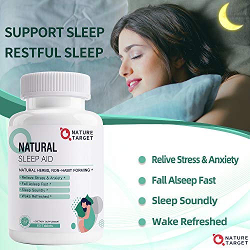 Natural Sleep Aid with Melatonin and L-Theanine - Strong Sleeping Pills for Insomnia,Stress & Anxiety Relief - Fall Asleep Faster & Wake Up Energized,Melatonin Pills for Adults 60 Counts