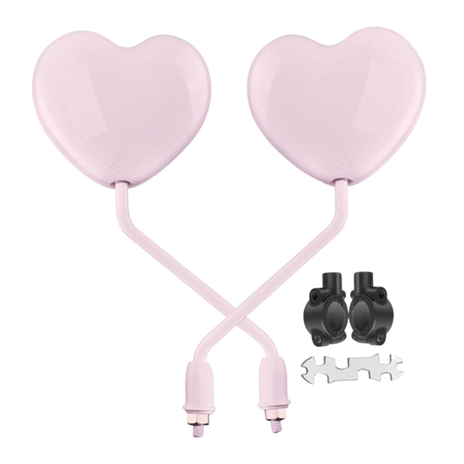 Coppia di Specchietti Retrovisori Universali per a Forma di Cuore Materiale Leggero Angoli Regolabili Adatti per Motocicli Biciclette, Rosa