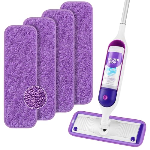 HOMEXCEL Reusable Microfiber Mop Pads for Swiffer PowerMop Power Mop Pads Refills for 13 -15 Spray Mop Machine Washable Pad Replacement for Multi-Surface Floor Cleaning Pack of 4
