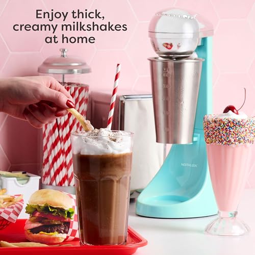 Nostalgia Two-Speed Electric Milkshake Maker and Drink Mixer, Includes 16-Ounce Stainless Steel Mixing Cup and Rod, Aqua - image 5