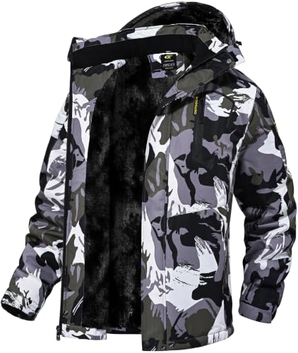 Image of QPNGRP Mens Waterproof Fleece Ski Jacket Windproof Winter Snow Coat