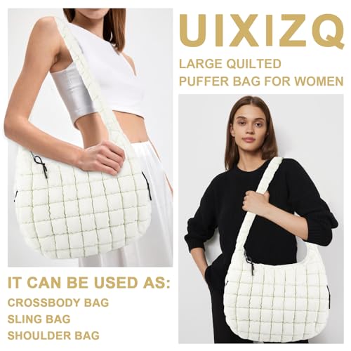 Image of Quilted Puffer Tote Bag Purse Puffy Crossbody Shoulder Bag,Lightweight Nylon Hobo Bag Puffer Carryall Bag for Women Girl