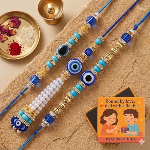 Image of SAUDEEP INDIA Decorative Fridge Magnet for Refrigerator Decor | Free Lumba Rakhi Set for Bhaiya Bhabhi | Raksha Bandhan Gift Combo | Cotton Thread Rakhi Festive Gift Home Decor(Model 5)