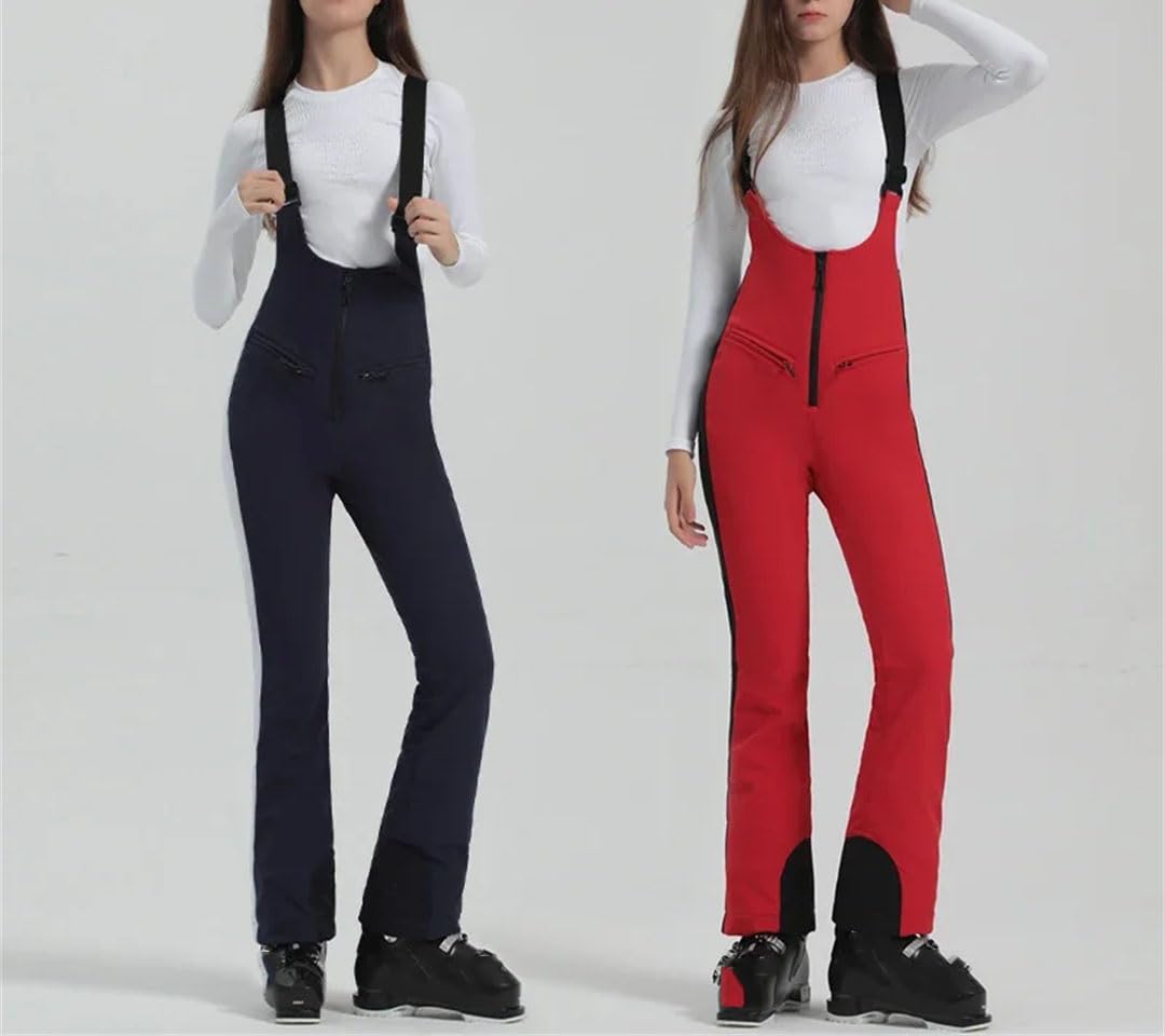 Pantalones de nieve femeninos delgados a prueba de viento para invierno, montaña, snowboard, monos, esquí, deporte, babero, pantalones al aire libre