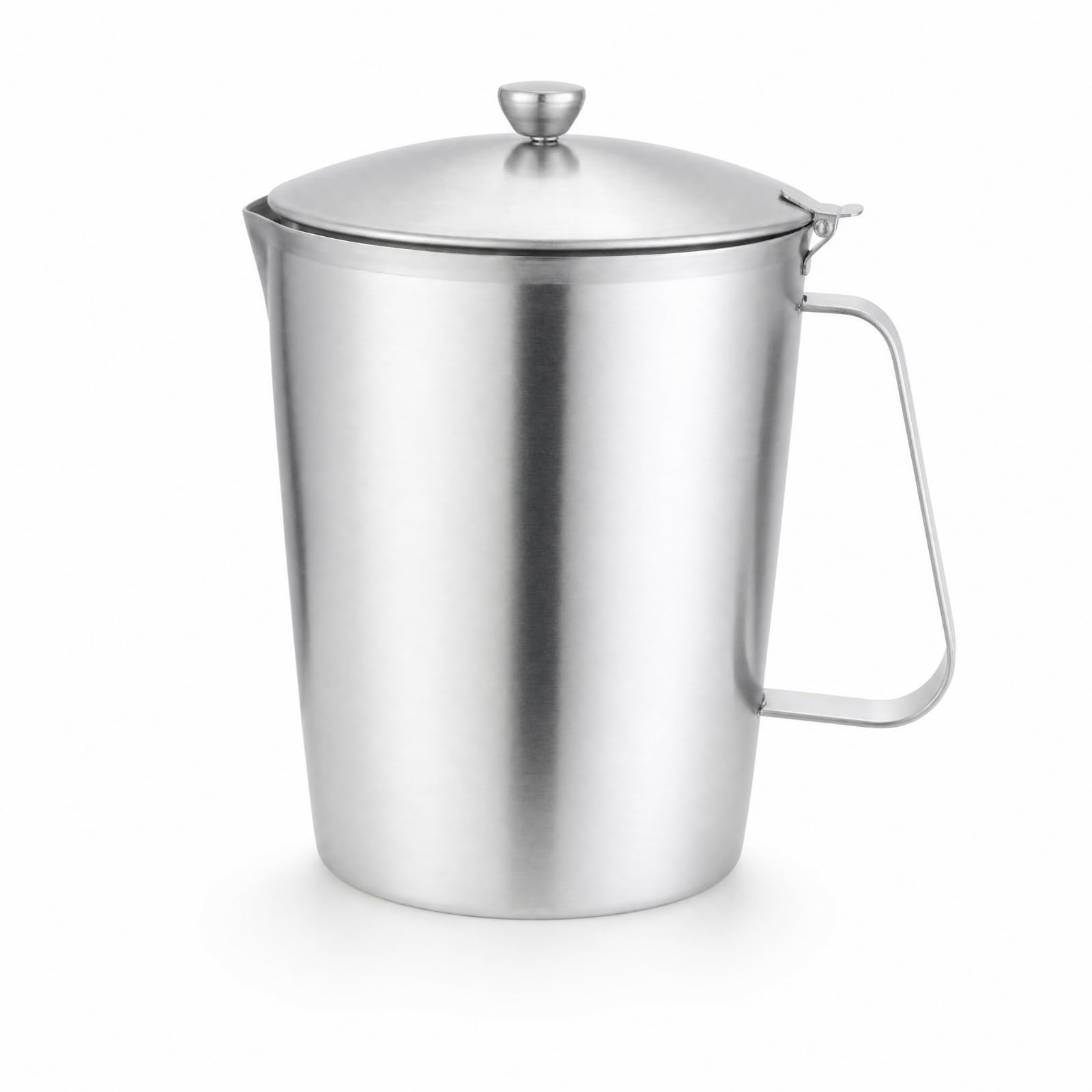 Vaso Medidor de Cocina Jarra Taza Recipiente con Tapa y Vertedor Acero Inoxidable 304 Resistente a la Oxidación Graduaciones Claras Internas Mango, 2000ML