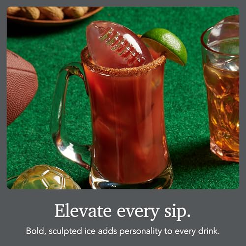 Image of Tovolo Football Ice Mold 6 Pack Bundle Silicone Football Ice Cube Mold for Big Game Tailgating Parties, Dishwasher Safe Sports Themed Ice for Whiskey Cocktails, BPA Free
