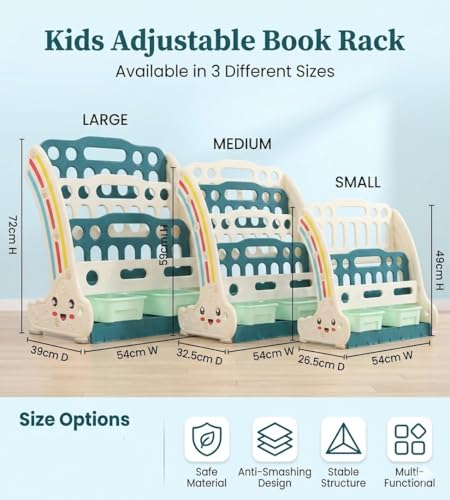 Image of 2 in 1 book shelf Cabinet for kids with toy organizers storage box for Home front facing display Storage bookshelf Rack for kid , 2‑Tier book shelves for kids with Storage Bin for Playroom Montessori