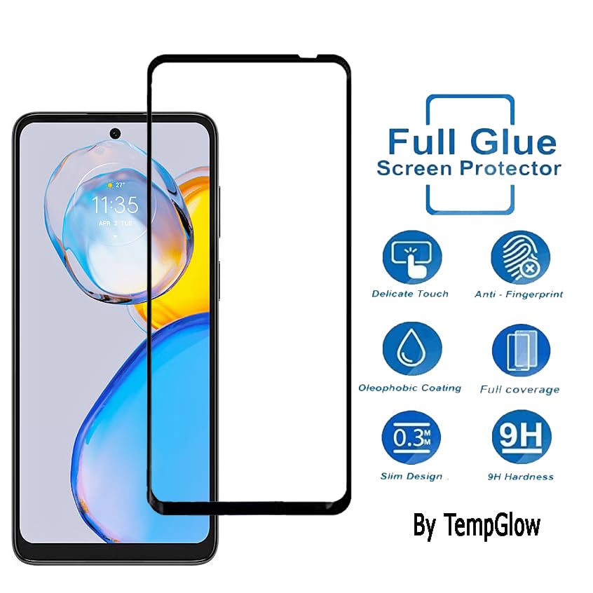 Image of Screen Protector for Motorola Moto E32 | G22 (Black) Tempered Glass Edge-to-Edge 6D Screen Guard With Installation Kit