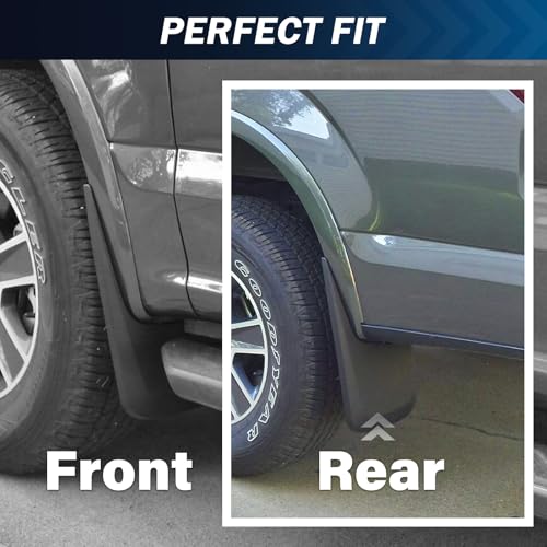 Image of Mud Flaps Compatible with Ford F-150 2015-2020 | Fits with OEM Fender Flares| Front & Rear Splash Guards | 4PCS Set | No Drill Installation | ABS Molded, Black