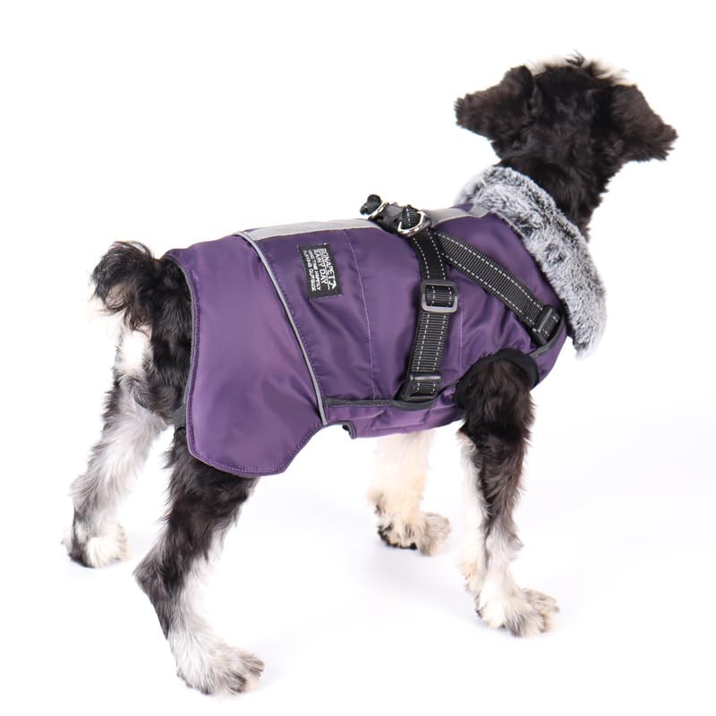 MOTTDAM Dog Winter Coat, Dog Warm Jacket, Purple, L, Waterproof, Reflective, Adjustable Harness — image 1