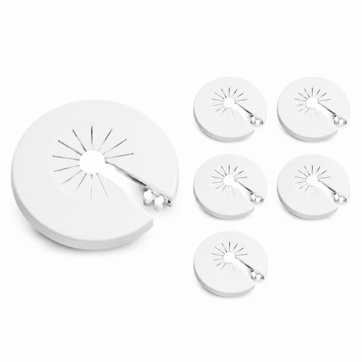 GUGUGO Pipe Cover Decoration 6pcs, Fit 14-29mm Pipes, PP Plastic Escutcheon Pipe Collar Covers, Radiator Water Pipe Cover Trim Rings, Wall Pipe Entry Decoration for Bathroom Plumbing, White