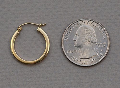14K Yellow Gold Square-Tubed Hoop Earrings (2Mm Thick), (20Mm) #TOP3