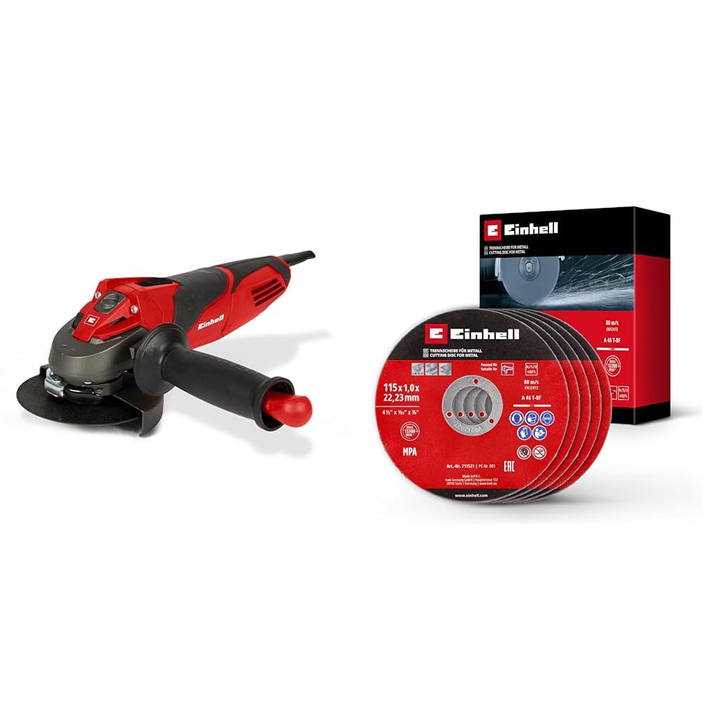 Einhell TE-AG 115, Avuç Taşlama + Einhell İnox kesici disk 115x1,0 mm 5 adet