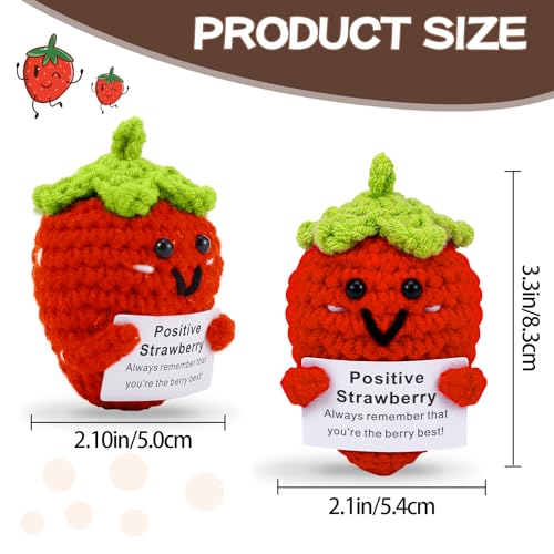 Image of Hoedia Handmade Emotional Pickle Gift, Cucumber Crochet Doll Inspirational Gifts with Cards, Cute Knitted Funny Support Pickle Potato Friend Birthday (Emotional Strawberry)
