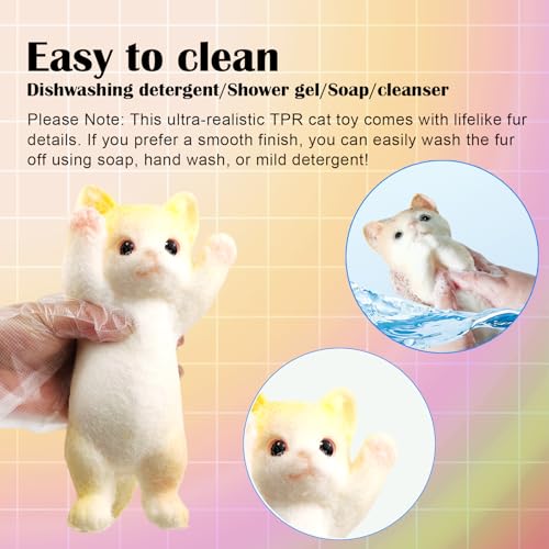 Image of Big Hand Painted Cat Squishy Toys,Large Cute Ultra Soft Kitty Squeeze Fidget Toys for Stress Relief ,Kawaii Squishies Sticky Animal Toys for Adults Kids,Decompression Sensory Balls(Cream)