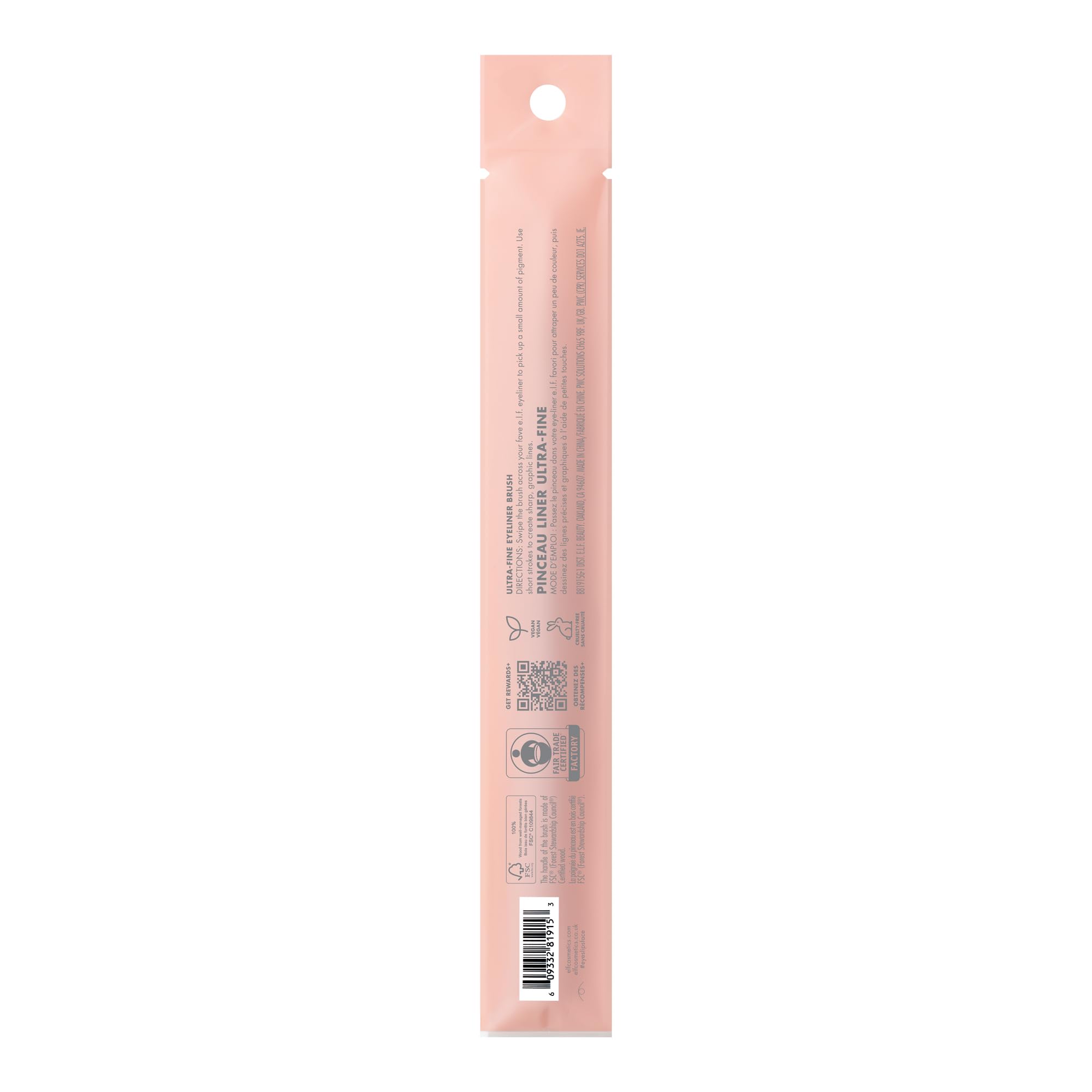 e.l.f. Ultra-Fine Eyeliner Brush, punta fine per creare make-up occhi ultra definiti, ideale per formule liquide, in crema e kajal, prodotto vegano e non testato sugli animali