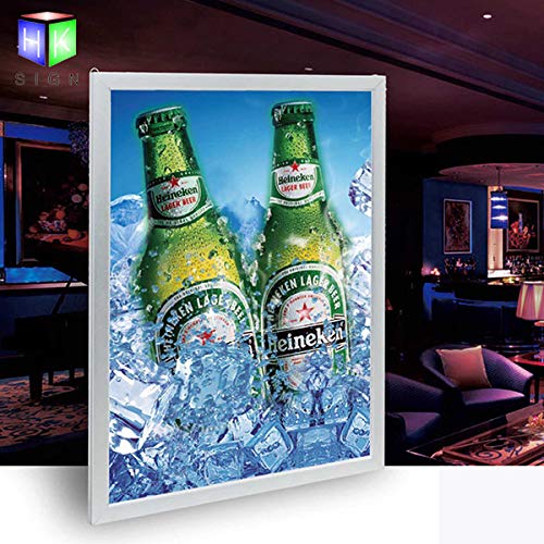 HKSIGN A4 Wall Mounted Silver color Aluminum Snap Clip Frame Advertising Display Led Light Box Sign [Energy Class A+++]