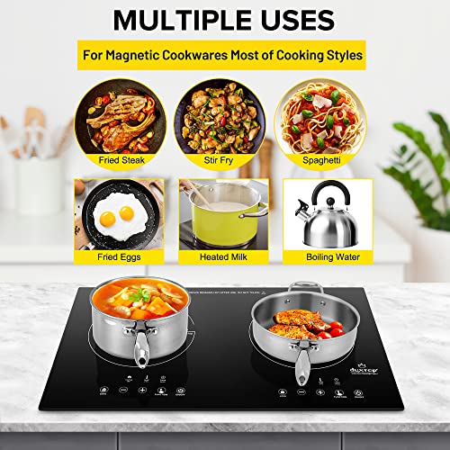 Image of Duxtop 1800W Portable Induction Cooktop 2 Burner, Built-In Countertop Burners with Adjustable Temperature Control, Sensor Touch Induction Burner with Timer and Safety Lock, Easy to Clean, 8620BI /BTK35