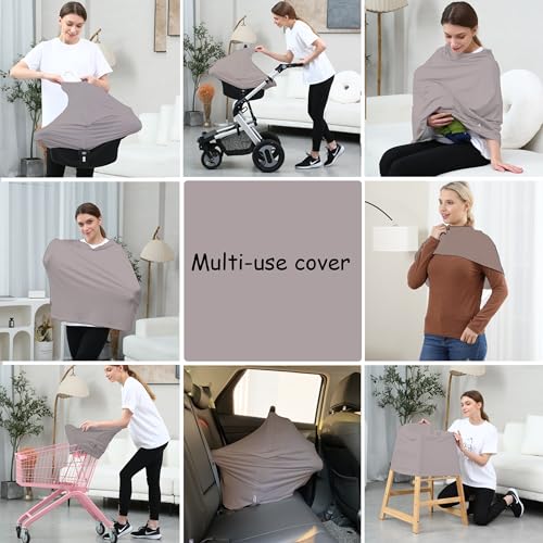 Image of Car Seat Cover Baby for Nursing, Baby Breastfeeding Cover Carseat Canopy Covers, Solid Color Multi-use Nursing Cover for Babies