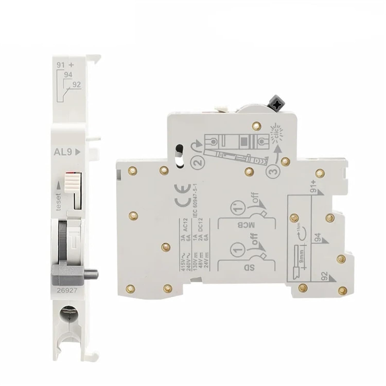 YFHGULBTK GYM9 1A-63A MCB Auxiliary Contact Alarm for C65N of 1Pcs(AU9-OF Auxiliary)