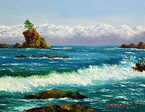Amazon.co.jp: 小林幸三 『立山連峰と雨晴海岸』 油絵・油彩画 F6(6号
