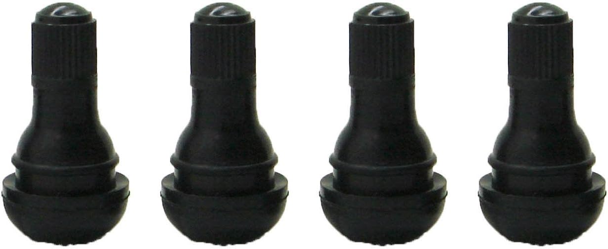 ABN Snap-in Short Black Rubber Valve Stem (TR412) 4-Pack for Tubeless 0.453in 11.5mm Rim Holes on Standard Vehicle Tires