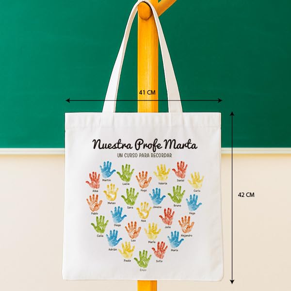 Transparent Gift Tote Bag Personalizada con Texto. Bolsa de Tela Personalizada Reutilizable ECO. Regalos para Profesores. Regalos para Profesoras. Regalos Originales para Mujer y Hombre