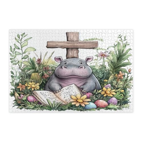 Puzzle de 1000 piezas antiestrés para adultos: desconecta con este diseño de hipopótamo