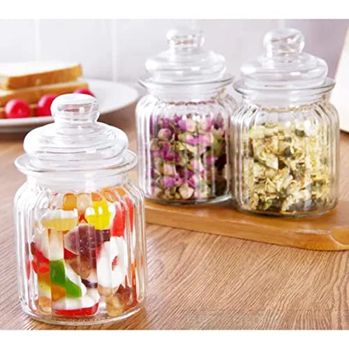 Image of Glass Container Jar With Lid For Kitchen Jars 350 ml For Kitchen Storage Pop Jar Glass Jar Food Storage Containers Spices,Jam,Honey,Aachar,Sugar,Coffee Beans set of 12 (round jar -)