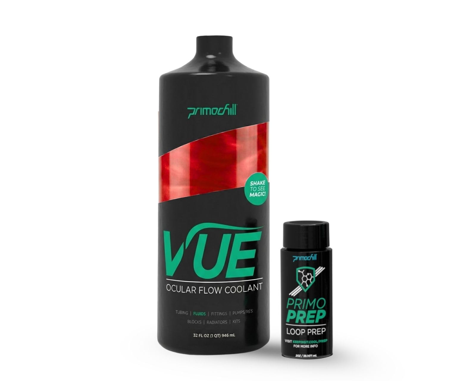 Vue - Computer WaterCooling Coolant, Visual Flow, Solid/Non-Transparent, Full Protection, PrimoPrep Included, Proudly Made in The USA - Razor Red SX