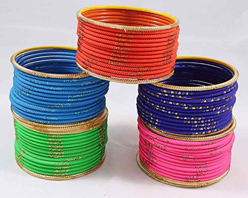 Image of NMII Non-Precious Metal with Base Metal Spreads with Zari Glossy Finished Premium Traditional Bridal Chuda Bangle set for Women and Girls
