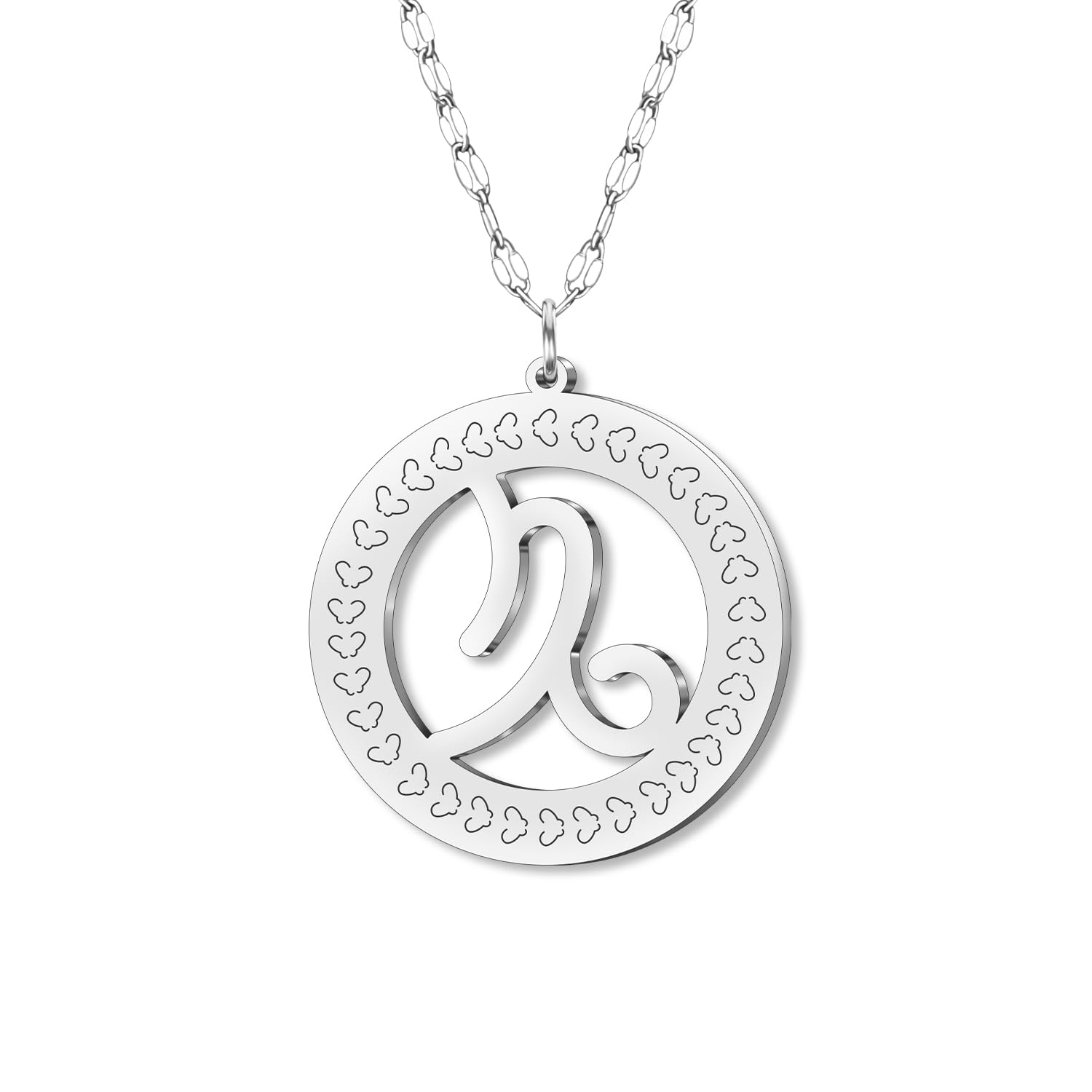 Imagen de catálogo asociada a Collar de plata chapada en acero inoxidable con dije de signo zodiacal celestial, cadena de amu
