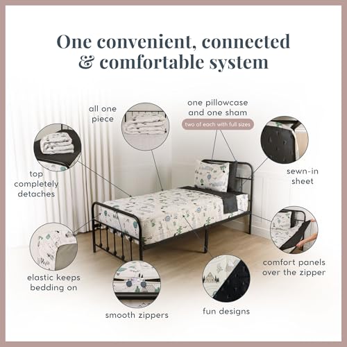 Image of Beddy's Forest Animal Adventure All-in-One Zipper Bedding for Kids - Twin | Smooth-Glide Zippers, Easy To Make & Wash, Soft Durable Fabric, Black Interior, Includes Pillowcase & Sham