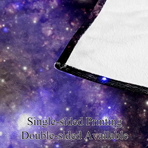 Couverture de lit moelleuse et chaude motif espace pourpre